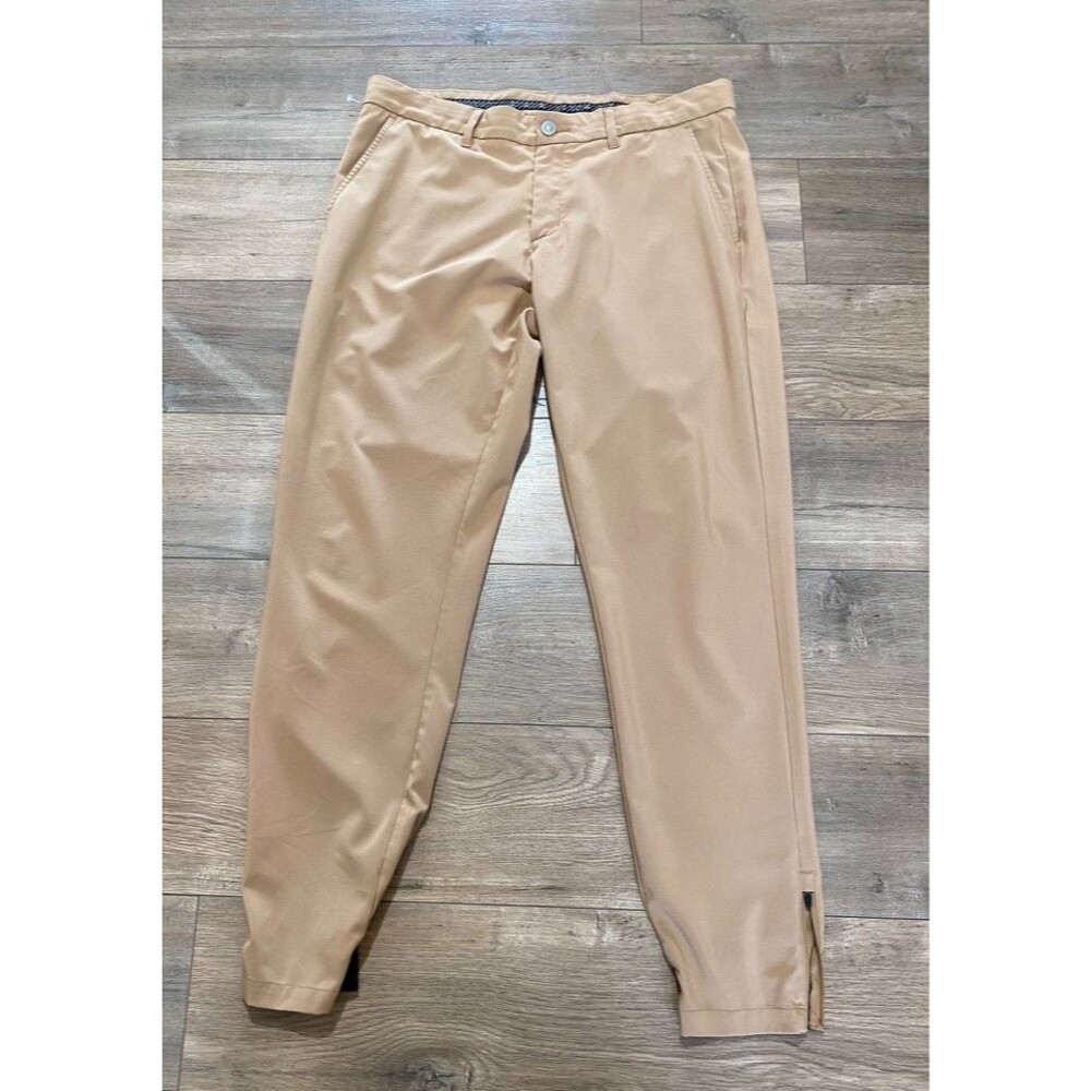 PRIMO Zip Ankle Jogger Chino Mens 34X30 Desert Sand Stretch Casual Golf Pants